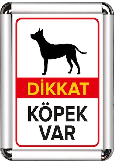 Dikkat Köpek Var 2 A3 Cerceveli Uyarı Ve Yönlendirme Levhası
