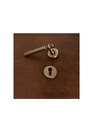 Osmanlı Handles Zk37 Antik Sarı Zamak Yuvarlak Rozetli Yale Çelik Kapı Kolu Sol Basar Tek Yön