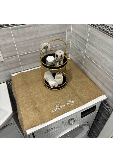 Laundry Duck Keten Su Geçirmez Ve Kirlenmez Çamaşır Makinesi - Buzdolabı - Bulaşık Makinesi Örtüsü Açık Kahverengi