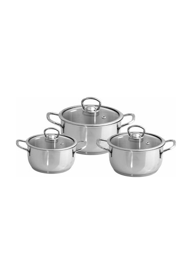 Sole Samira Tencere Seti 6 Parça Cam Kapak Büyük Boy