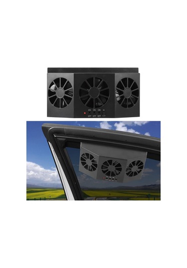 Solar Enerji İle Şarj Edilebilen Araba Fanı - Siyah