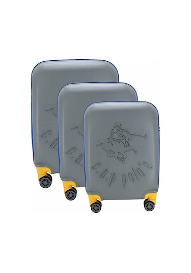 Cap Polo's Polipropilen Üçlü Valiz Set Gri Çok Renkli