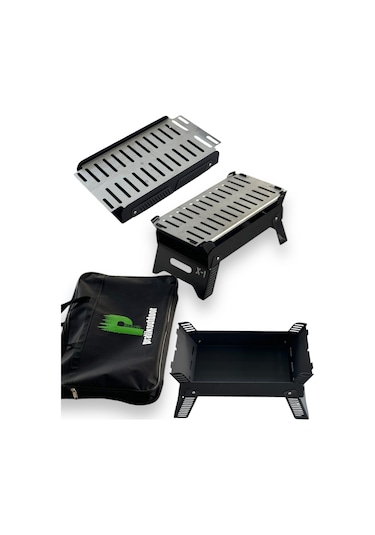 Paslanmaz Izgaralı Portatif Katlanır Mangal 47x25cm Model X1