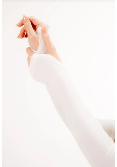 Pratik Tesettür Kolluk Penye Namaz Kolluğu Düz Beyaz