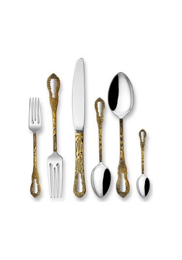 Amboss Pera 72 Parça Çatal Kaşık Bıçak Paslanmaz Çelik Seti Gold - Kutulu Altın