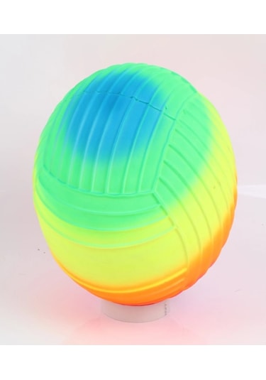 2 Adet Gökkuşağı Renkli Plaj Voleybol Topu Plastik Top + Pompa Hediyeli