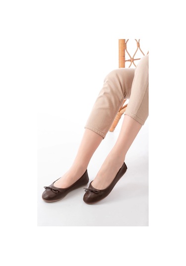 6101 Kahve Günlük Fiyonklu Kadın Babet Çok Renkli