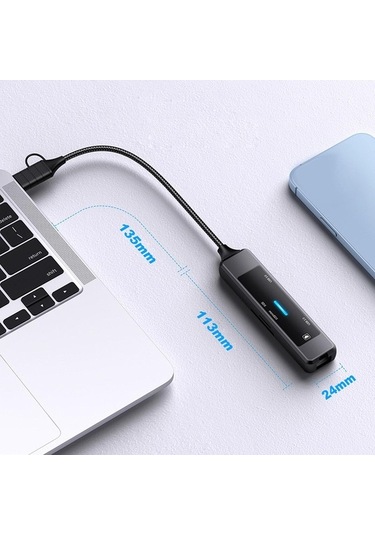 Trendooze 5 Adet Bağlantı Birimi Usb C Hub Splitter Pratik Multi İletişim Merkezi 10,2cmx2,4cmx1,4cm