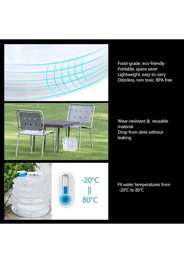 Dofolink 5l Yiyecek Dereceli Katlanabilir Su Deposu, Leak-proof Kranlı, Taşınabilir Outdoor/ev Kullanıma Uygun, -20 C'den 80 C'ye Dayanıklı Beyaz
