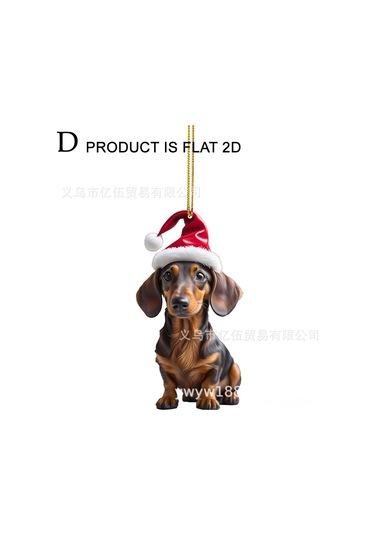 Qingmipy Yılbaşı Temalı Köpek Figürlü Araç İçi Dekor Asılı Akrilik Otomobil Aksesuarı - Dayanıklı Ve Şık Kırmızı