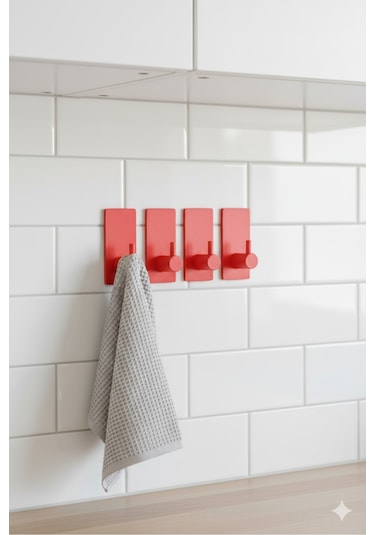 4 Lü Askılık Havlu Askısı, Bornoz Askısı, Kapı Arkası, Duvara Monte, Dayanıklı Malzeme, Beyaz 63 Beyaz