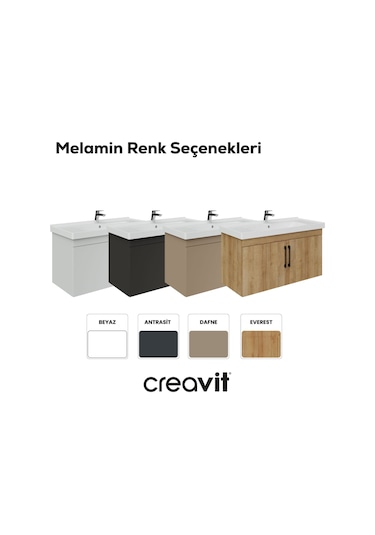 Creavit D20 100 Cm Kapaklı Lavabo Dolabı Beyaz Melamin Kapak Beyaz