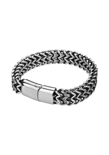 Chavin 8 Mm. 21 Cm. Gri Çelik Erkek Bileklik Ep06By Gümüş