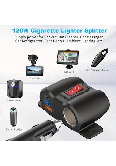 Bluray Usb Tip A - 4.2a 12v Çift Usb Çıkışlı Sigara Çakmak Soketi Güç Anahtarlığı İle, Pd3.0 Usb C Ve Qc3.0 Usb Portlu Araba Şarjı Voltmetreli, Tekne Deniz Kamyonu Utv Rv Araba Golf İçin 12 Volt Güç Adapteri