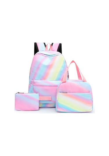 Geniş Kapasiteli Okul Çantası Seti 3 Parçalı Sırt Çantası, Yemek Çantası Ve Kalemlik Üniversite Kampüs Çantası Ergonomik Öğrenci Sırt Çantası Çok Renkli