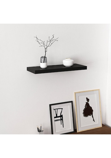 Minarmobilya Minar Gizli Tutuculu Duvar Rafı 60 Cm - M.Siyah