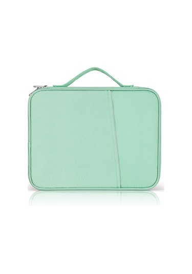 12.9-13 İnç Laptop İçin Taşınabilir Bez Doku Deri Çanta Yeşil Siya