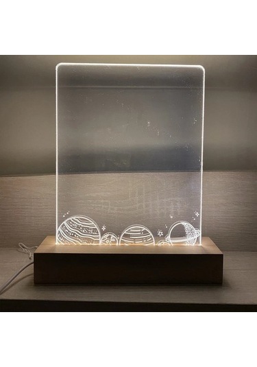 Metabagua -led Işık Ahşap Taban Dikdörtgen 30cm, Beyaz Işık 51owze Bej