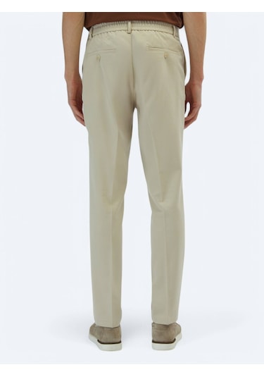 Ekru Dokuma Jogging Fit Casual Pantolon Ekru