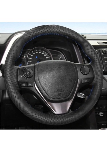 Direksiyon Kılıfı Deri Dikişli Yumuşak Kokusuz Dikmeli Düz - Mavi