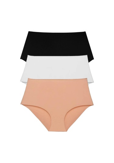 Kadın Yüksek Bel Basic Dikişsiz Lazer Kesim Külot 3'lü Paket Renkli-renkli Çok Renkli