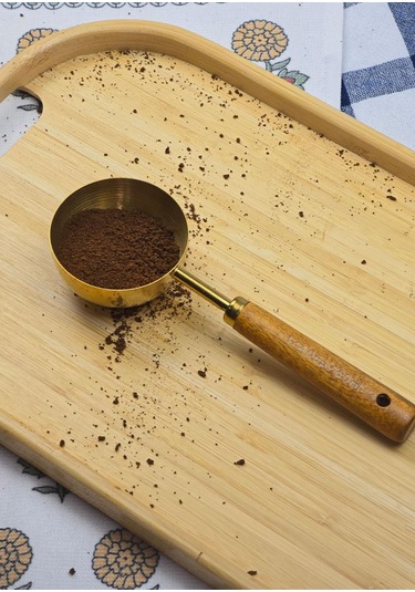 Ahşap Saplı Gold Ölçü Kaşığı - Kahve Ölçüm Kaşığı - 60 Ml Gold