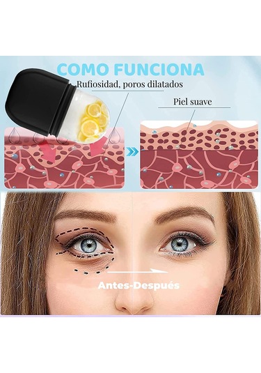 Lemestar Silikon Yüz Buz Kalıbı - Cilt Parlaklığı, Pori Küçültme, Yuvarlanabilir Uç İle Gönüllü Masaj - Siyah Çok Renkli