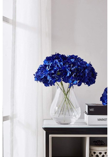 Hangfox 10 Adet Mavi Ipek Hortensya Yapay Çiçek, 54 Yapraklı Saplı, Nikah/parti/ev Dekorasyonu, Dıy Çiçek Dizaynı