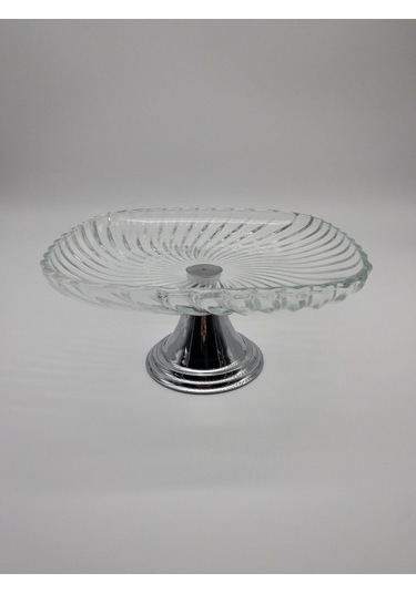 Gümüş Ayaklı Kare Cam Sunumluk Kase, Sarma, Dolma, Salata, Meyve, Ve Pasta Sunum Stantı, Çeyizlik Gümüş