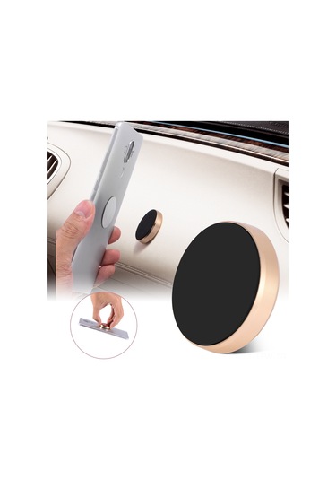 Tenfowee Aracı Telefon Tutucu Manyetik Alüminyum, 360 Döner, Tek Elle Kullanıma Uygun, Evrensel Uyumlu, Güçlü Tutma - Altın Renk