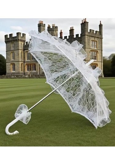 Atay Garage Şemsiye 60-58 Ebatlarinda Gelin Düğün Nişan Çekimleri Özel Günlerde Resim Çekilmesi İçin İdealdir Beyaz