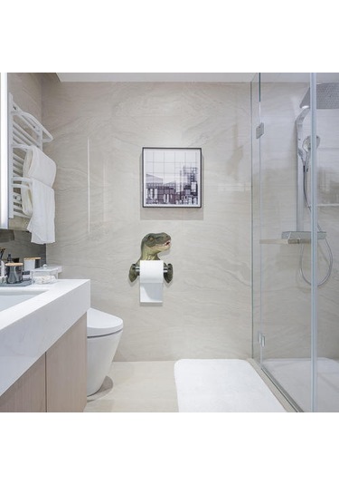 Dinozor Duvara Monte Tuvalet Kağıdı Tutucu Paslanmaz Çelik Doku Tutucu Banyo Kağıt Rulo Raf Duvara Montaj Banyo Ürün Kağıt Tutucular Yeşil 22 x 13.6 x 11.2 CM
