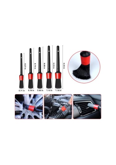 Oto Motto Oto Detay Fırçası Seti 5'li Farklı Boyutlarda Detay Fırçası Araba Oto Klima Temizleme Fırçası