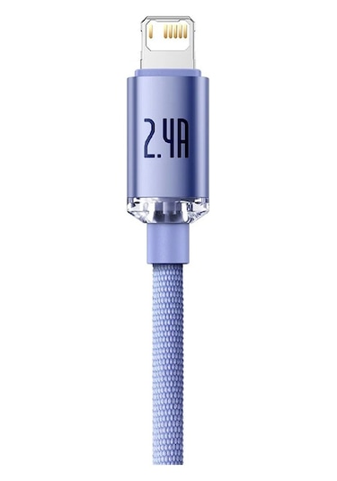 Baseus Crystal USB to Lightning Hızlı Şarj Kablosu 1.2m mor