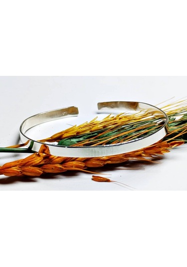 Gümüş Unisex Ayarlanabilir Düz Bilezik Gümüş