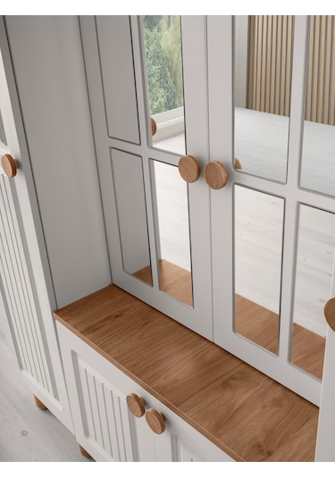 Rüzgar Mdf Portmanto Krem - Meşe