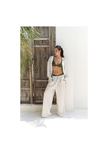 Priskiana Bağcıklı Haki Pantolon Gömlek Takım Haki