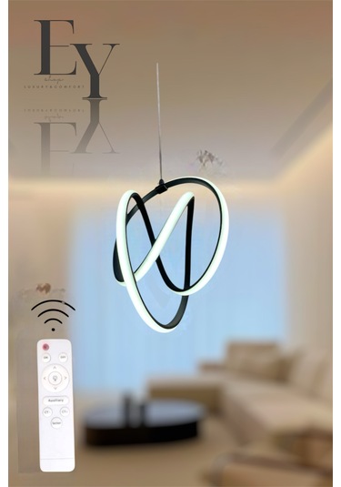 Ey Shop Siyah Venüs Model 3 Renk Led Kumandalı Avize Siyah
