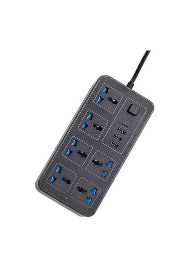 Pazly 6 Ac Soketli Güç Şeridi, 3 Usb + 1 Type-c, 6ft Uzatma Kablosu, Aşırı Gerilim Koruyucu, Siyah Eu Plug 1.8 M