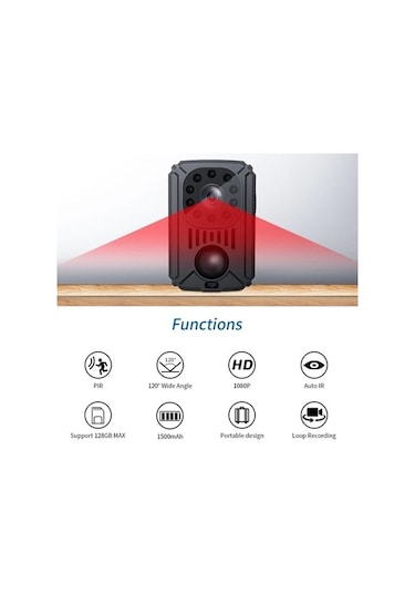 Md31 Mini 1080p Hd Kamera Gece Görüşü Pır Hareket Eylem Mikro Kamera Siyah
