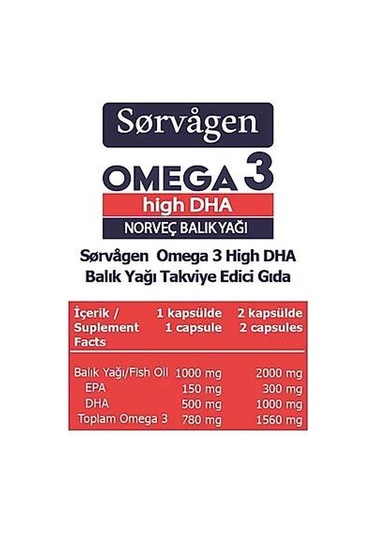 Sorvagen Omega 3 High Dha Norveç Balık Yağı 50   Kapsül