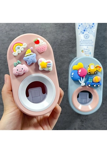 Elmpaly Kolay Kurulumlu 3d Araba Tasarımı Duvar Tipi Diş Macunu Sıkacağı - Delme Yok, Çıkarılabilir Ve Yıkanabilir, Yapışkanlı - Mavi Ve Pembe Seçenekleri 1