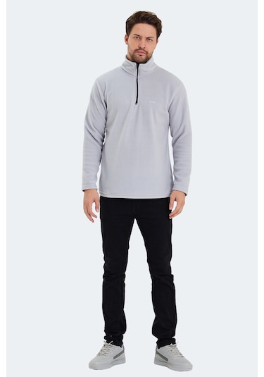 Slazenger Sanne In Erkek Dik Yaka Fermuarlı Gri Polar Gri