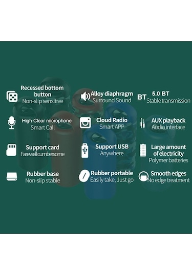 Artfulabode Ipx7 Su Geçirmez Bluetooth Hoparlör 1800mah 1 Ay Çalışma Süresi Bt5.0 Derin Bass Taşınabilir Jzr-gy