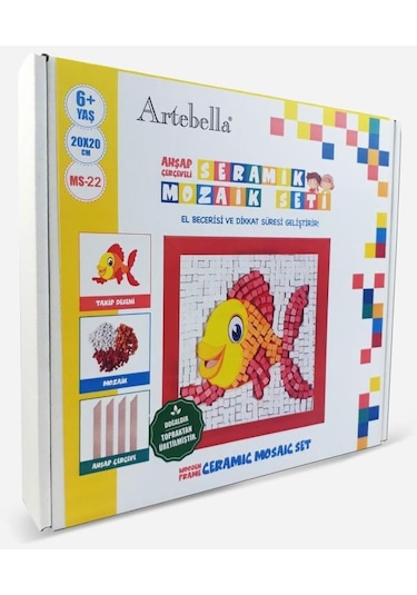 22 I Çocuk Ahşap Çerçeveli Seramik Mozaik Set 20x20 Cm