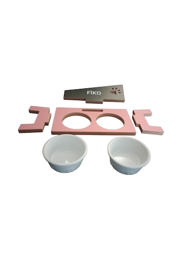 Realwood Özel İsimli Seramik Kaplı Kedi Köpek Mama Su Kabı Stantı