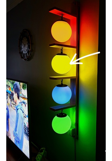 Dekoratif 4 Lü Duvar Yan Ledli Aplik 4 Renkli Aydınlatma