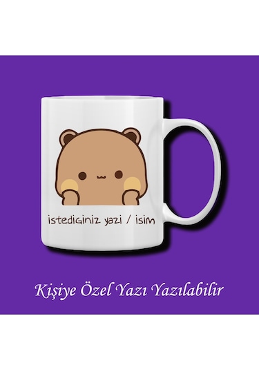 Bubu Dudu Tasarımlı Sevgililer Ve Eşlere İsim Ve Yazı Yazılabilir Renkli Kupa Bardak Beyaz