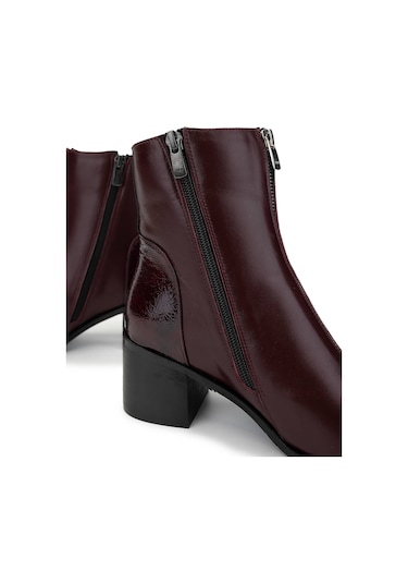 Tamer Tanca Kadın Hakiki Deri Bordo Topuklu Bot 1081 555 Bn Bot Sk24-25 Brd Dr/ptk Bsk Bordo