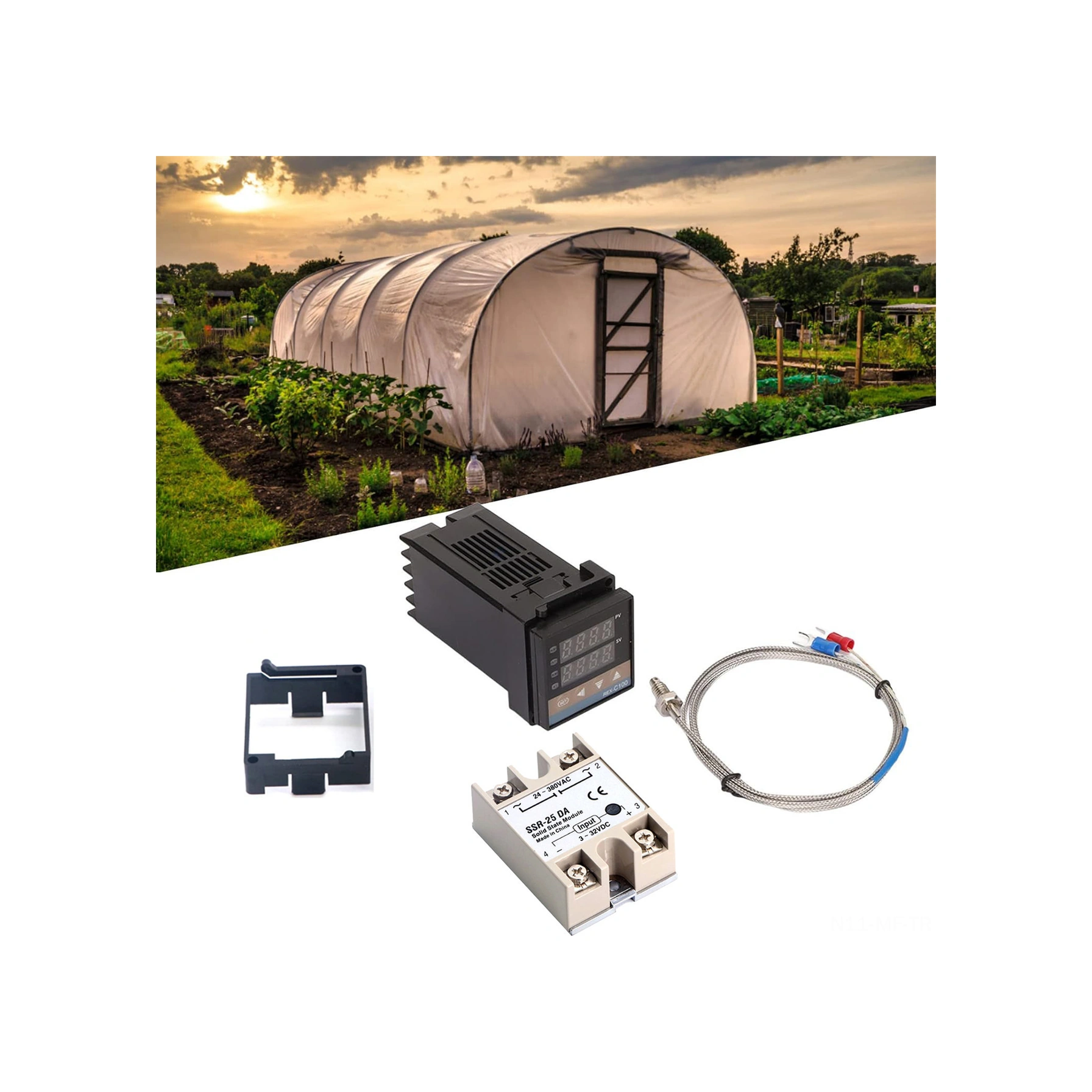 Mufunye Pıd Sıcaklık Kontrolör Seti: Rex-c100 + Ssr-25da + M6 1m Termokablo - Akıllı Kontrol, Sayısal Gösterge, Çift Ekran 0-400 C